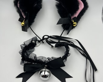Sweet and lovely lace bell collar and cat ear hair accessories as Christmas gifts