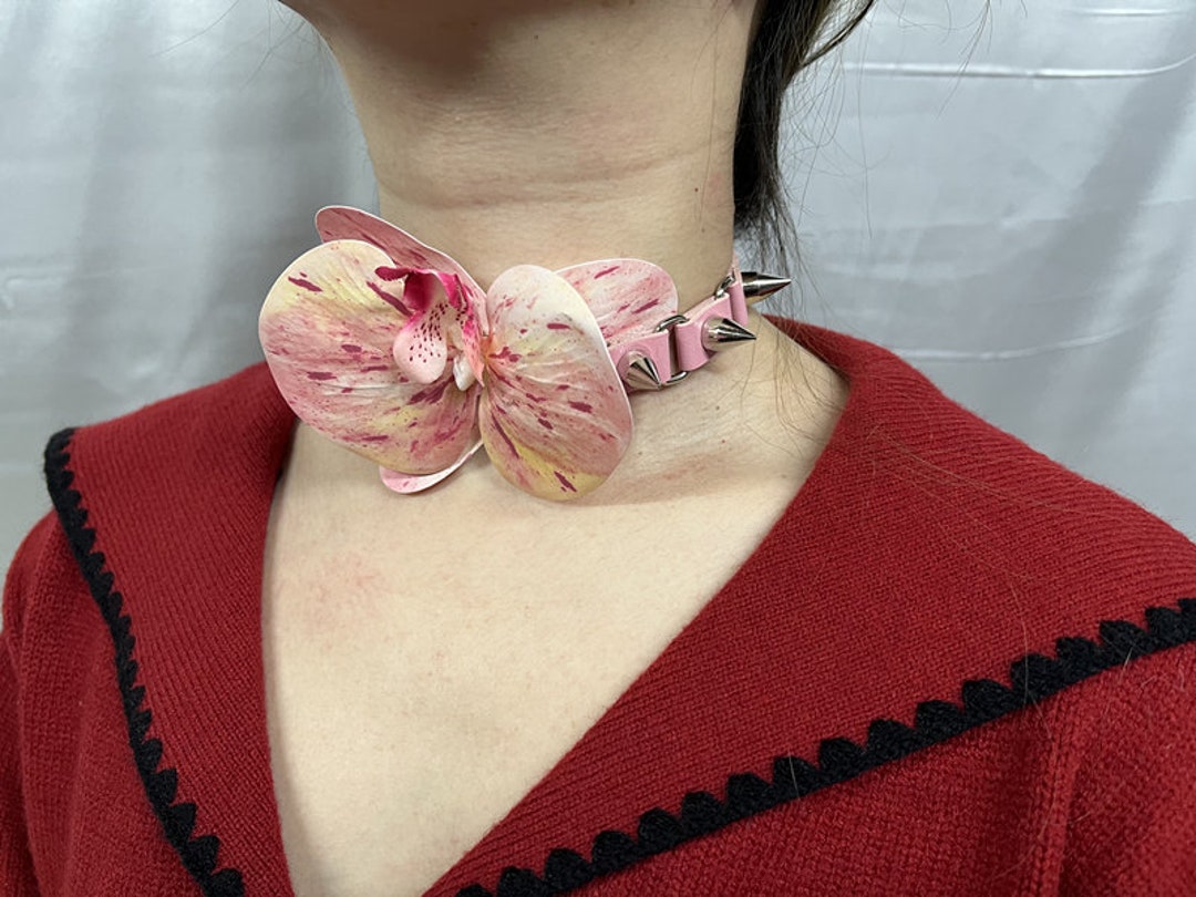 Vintage Butterfly Orchid Handmade Rivet Collar CHOKER Personalized ...