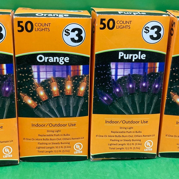 Orange & Purple 50 Bulb Light Sets 2 of Each Color New