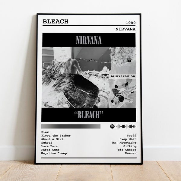 Nirvana Poster Print / Bleach Poster / Music Poster / Album Cover Poster / Wall Decor / Music Gift / Room Decor