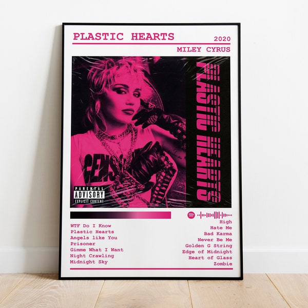 Miley Cyrus Poster Print | Plastic Hearts Poster | Music Poster | Album Cover Poster | Wall Decor | Music Gift | Room Decor