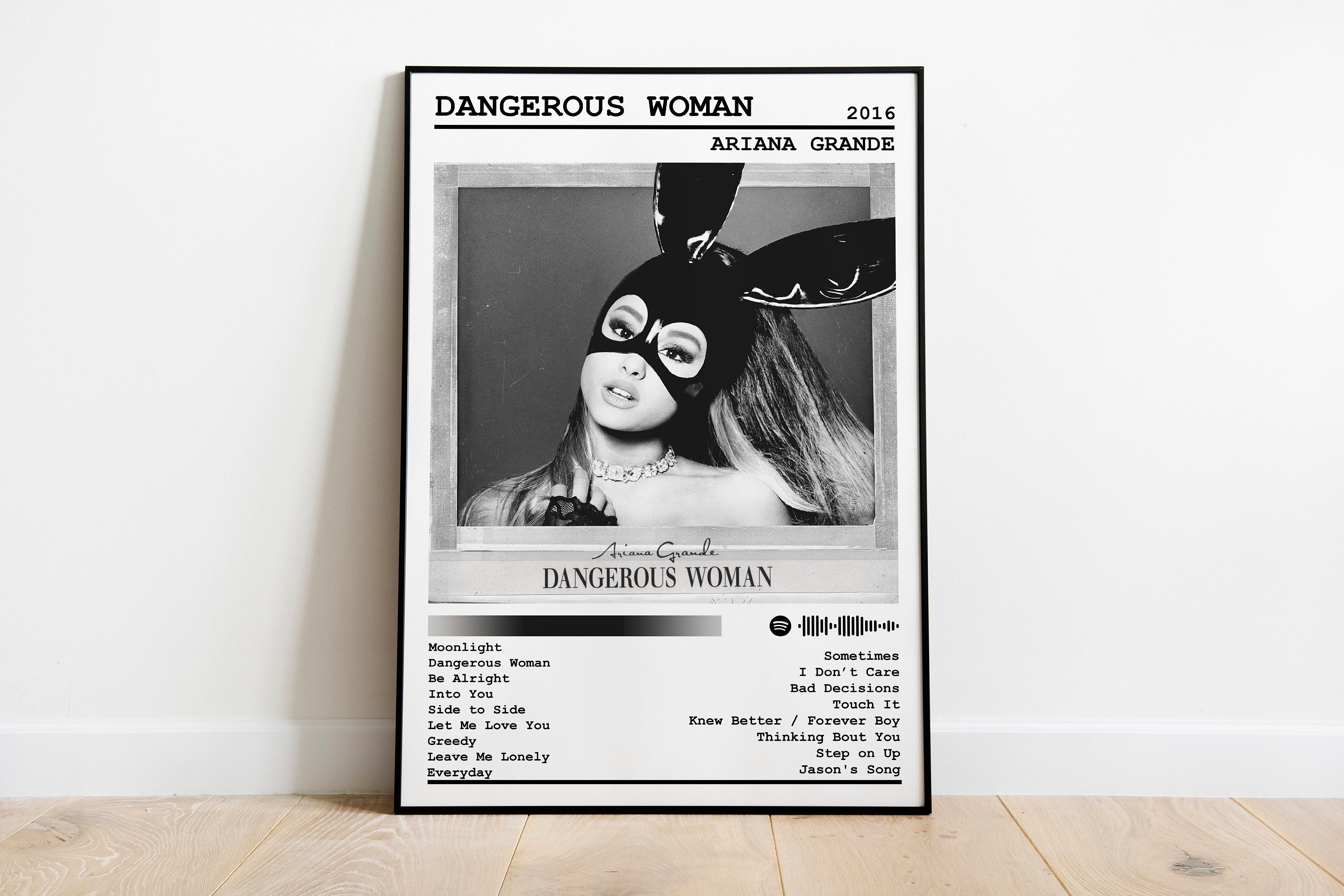 Ariana Grande Dangerous Woman Fan Art Handmade Vinyl Record Wall Art  monocromo negro blanco gris -  España