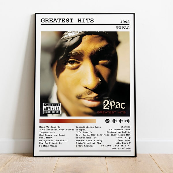 Tupac Poster Print | Greatest Hits Poster | Music Poster | Album Cover Poster | Wall Decor | Music Gift | Room Decor