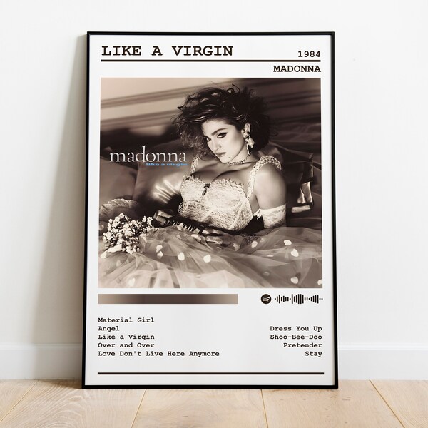 Madonna Poster Print | Like a Virgin Poster | Music Poster | Album Cover Poster | Wall Decor | Music Gift | Room Decor