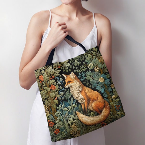 Waldfuchs Einkaufstasche William Morris - Waldfuchs Einkaufstasche Jugendstil - Geschenke für Sie Vintage Retro Tasche Stilvolle Umweltfreundliche Carry-All