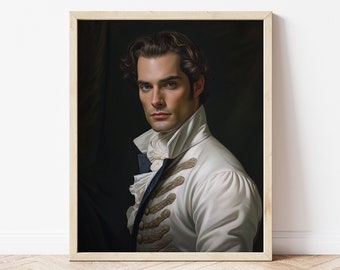 Rococo Gentleman Portrait Print | Vintage Nobleman Oil Painting