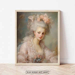 Soft Pink Marie Antoinette Art Print Rococo Oil Painting Wall Decor Vintage Baroque French Lady European Fine Art | FRAME NOT INCLUDED