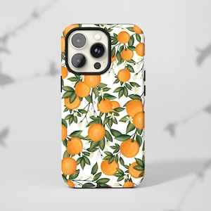 Citrus Orange Garden Phone Case Aesthetic Botanical Clementine Tough iPhone Case 14 13 Pro Plus Mini Summer Tangerine Pattern OR1