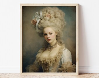 Rococo Lady Giclée Print | Marie Antoinette Pastel Portrait