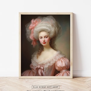 Rococo Lady Giclée Art Print | Pink Marie Antoinette Wall Decor | Baroque Oil Painting Print | Vintage Princess Portrait FRAME NOT INCLUDED