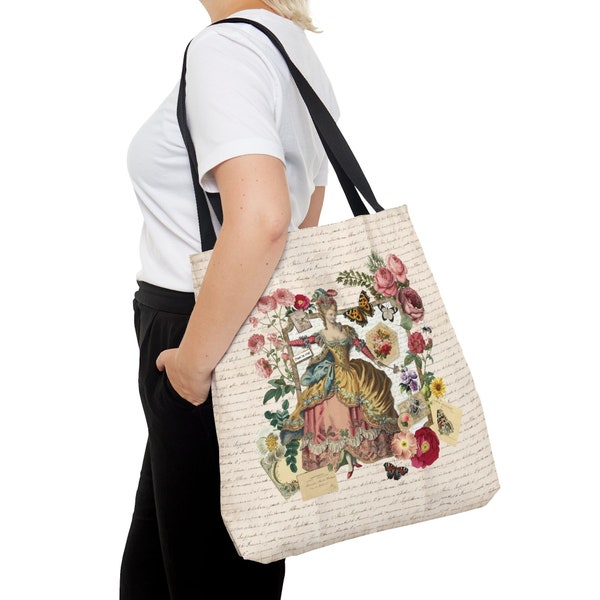 Marie Antoinette Collage Tote Bag Rococo French Lady Vintage Botanical Floral Shopping Bag Unique Gift for Her History Lover Gifts