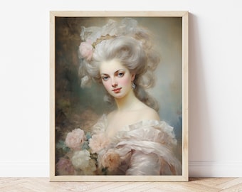 Marie Antoinette Art Print, Rococo 18th Century Portrait, French Baroque Decor