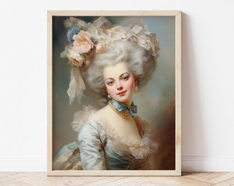 Marie Antoinette Art Print, Rococo French Queen, 18th Century Fashion