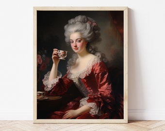 Rococo Lady Art Print, Marie Antoinette, 18th Century French Decor