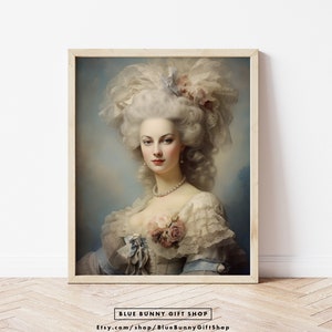 Vintage Marie Antoinette Art Print, Rococo Princess Poster, Baroque 18th Century Oil Painting Wall Art | French Chic | FRAME NOT INCLUDED