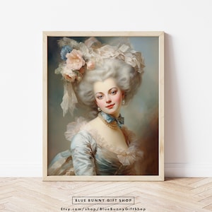 Elegant Marie Antoinette Art Print, Rococo French Queen Wall Decor, Vintage 18th Century Oil Painting, Baroque Art | FRAME NOT INCLUDED