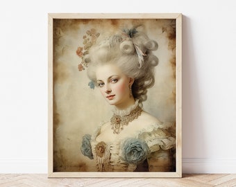 Marie Antoinette Portrait Print | Vintage Rococo Art, Princess Wall Decor