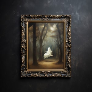 Spooky Ghost Wall Art, Halloween Home Decor, Boo Ghost Story, Horror Art Painting, Instant Digital Download Printable, Unique Spooky Decor