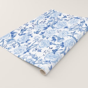 Elegant Blue and White Chinoiserie Wrapping Paper Blue Porcelain Premium Quality Gift Wrap Hampton Design Luxury Packaging 20x30 Inches BW1 image 2