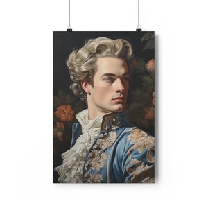 Dashing Rococo Prince Charming Vintage Oil Painting Art Print French ...