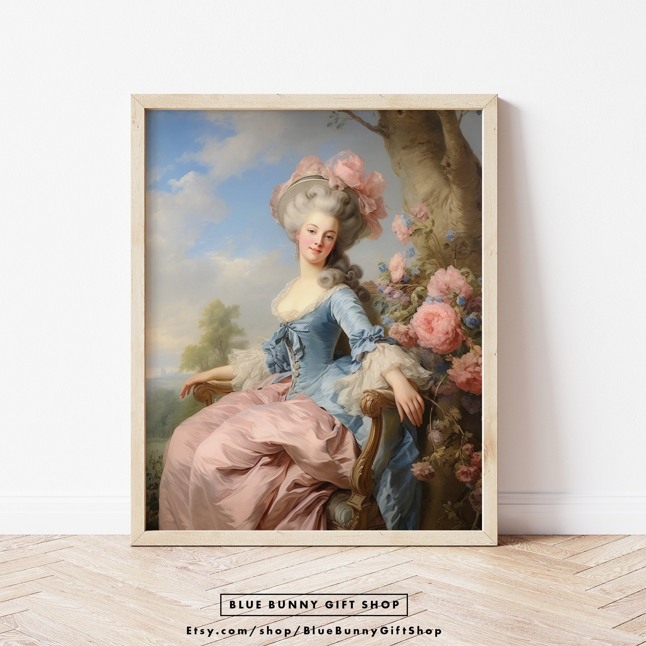 Rococo Princess Art Print | Marie Antoinette Baroque Oil Painting Giclée Print | Vintage French Lady Portrait | FRAME NOT INCLUDED