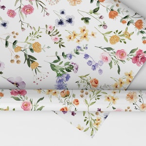 Bunte Garten Blumen Geschenkpapier Boho Wildblumen Hochzeit Brautparty Frühling Sommer Geburtstag Baby Shower Geschenkpapier FLO2
