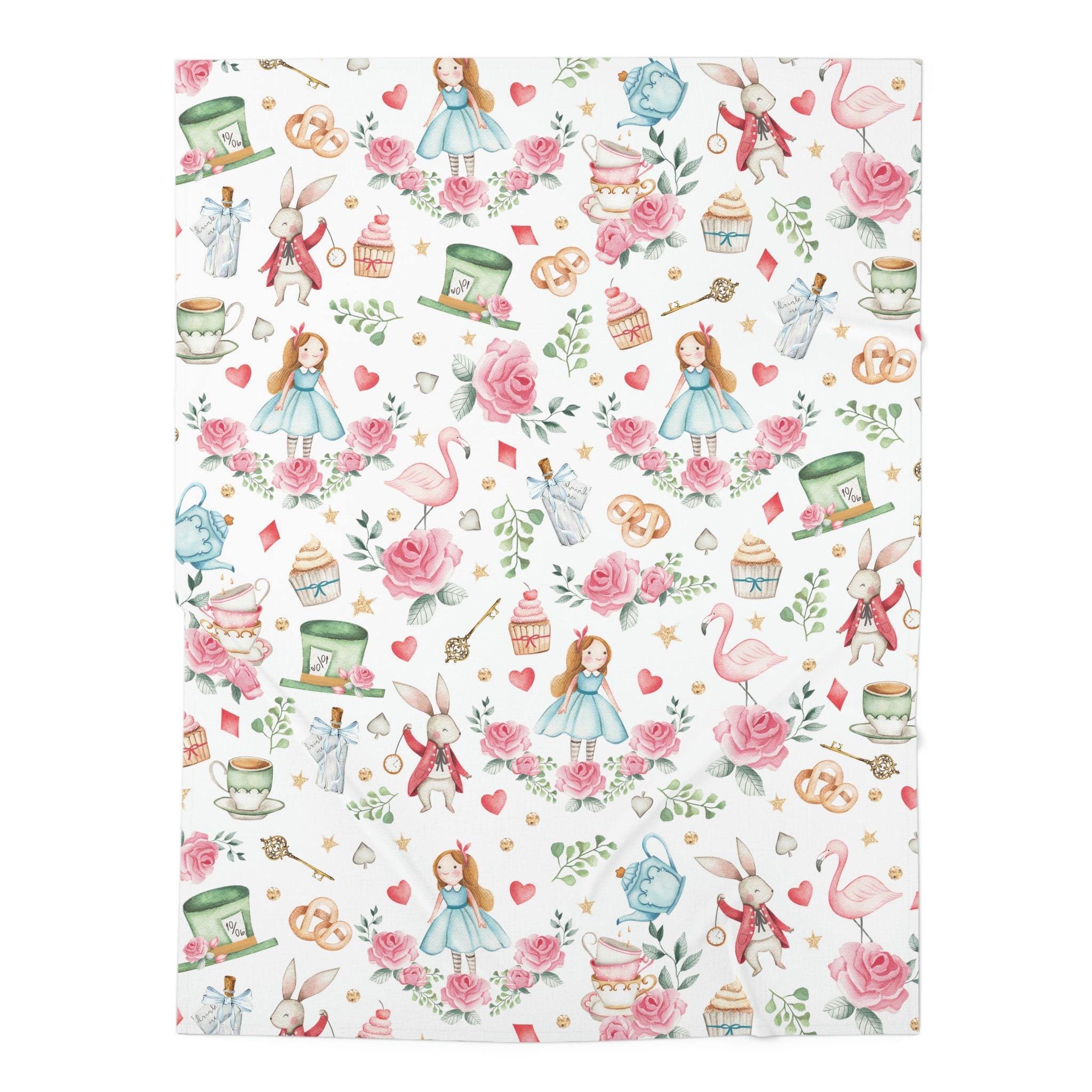 Alice in Wonderland Baby Swaddle Blanket Pink Floral Mad Etsy