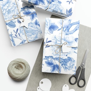 Elegant Blue and White Chinoiserie Wrapping Paper Blue Porcelain Premium Quality Gift Wrap Hampton Design Luxury Packaging 20x30 Inches BW1 image 4