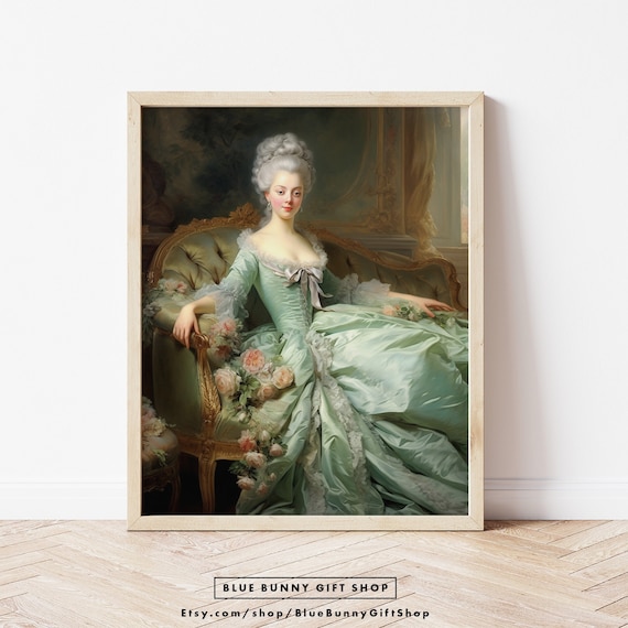 Rococo Lady Art Print, Sage Green Dress, Vintage Marie Antoinette Poster -  Etsy