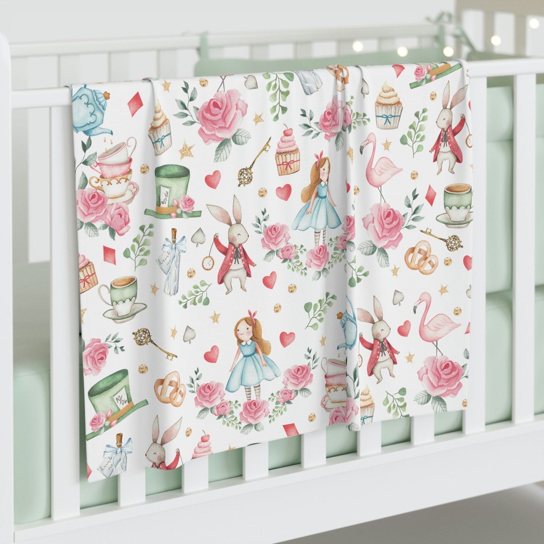 Alice in Wonderland Baby Swaddle Blanket Pink Floral Mad Etsy