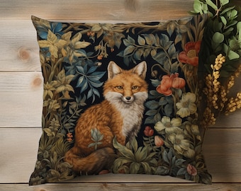 Rävkudde, William Morris blommönster, retro plädkudde (inlägg ingår)