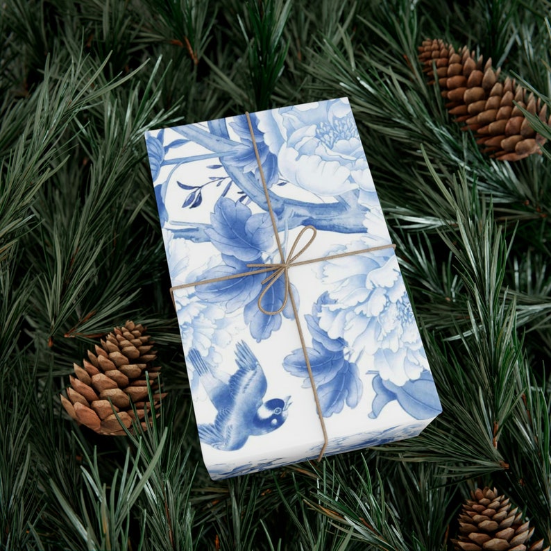 Elegant Blue and White Chinoiserie Wrapping Paper Blue Porcelain Premium Quality Gift Wrap Hampton Design Luxury Packaging 20x30 Inches BW1 image 5