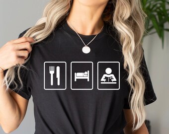 Ät sov läs t-shirt: Bokälskare gåva