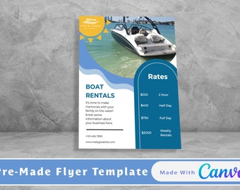 Boat Rental Flyer Customizable Digital Download Canva Template for Marinas, Dealerships & Boat Owners