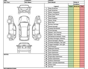Pre-Detailing SUV Inspection Checklist for Auto Detailers, Dealerships & Service Departments