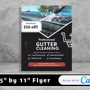Gutter Cleaning Flyer Customizable Digital Download Canva Template for Roof Cleaning, Landscaping, Pressure Washing, Home Services