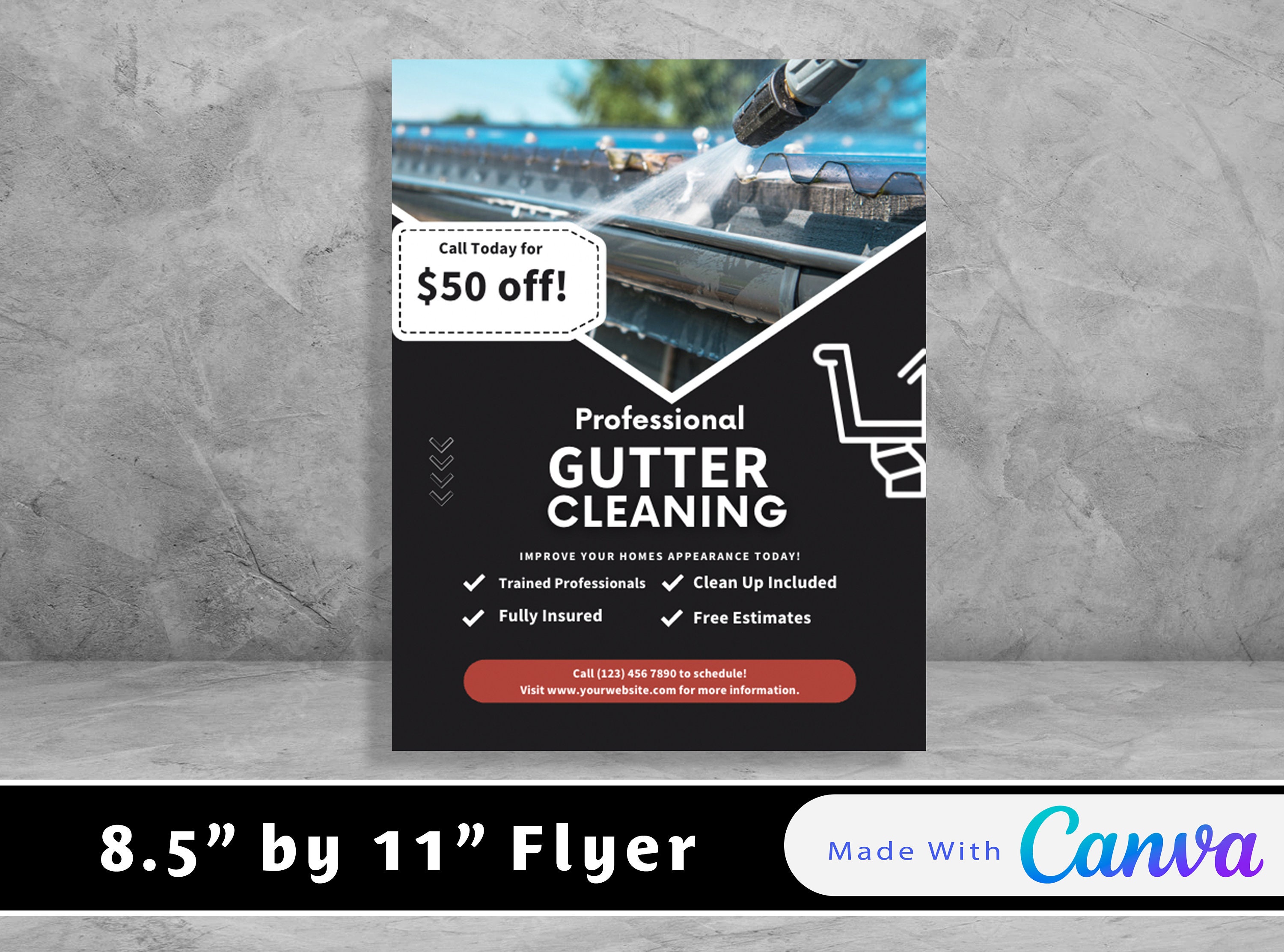 Gutter Cleaning Flyer Customizable Digital Download Canva Template for Gutter Cleaning Flyer Customizable Digital Download Canva Template for
