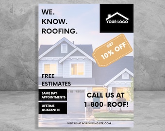 Custom Roofing Flyer Customizable Digital Download Canva Template for Roofers, Construction, Remodeling, Home Services