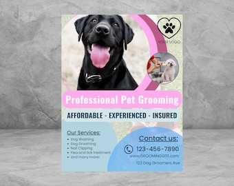 Pet Grooming Flyer: Customizable Canva Template (Digital Download)