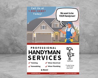 HANDLA MAN-flyer Anpassningsbar digital nedladdning Canva-mall för hemtjänster, hantverkare, anpassad hemtjänstflyer