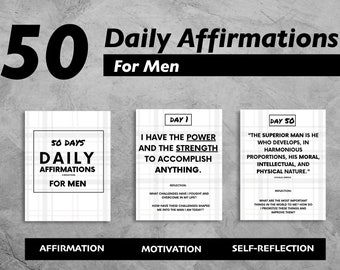 50 dagliga affirmationer för män: Motiverande kort (digital nedladdning)