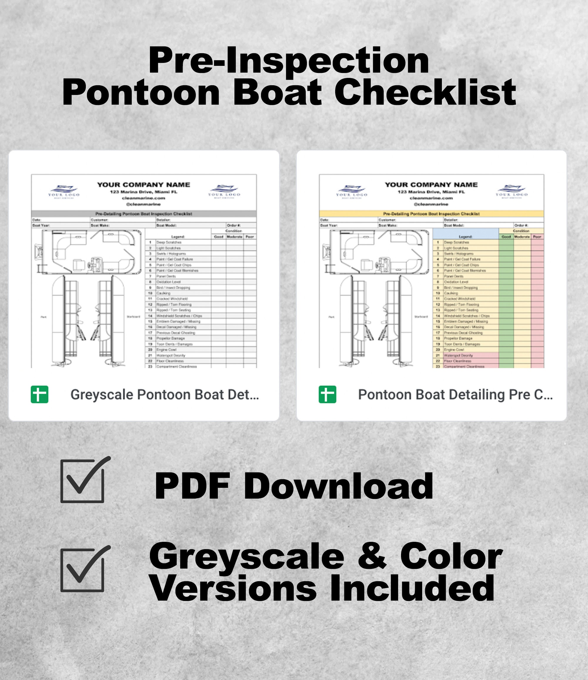 Preinspection Pontoon Boat Detailing Checklist Form Etsy
