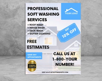 Soft Wash Services Flyer Template: Customizable Canva Design (Digital Download)