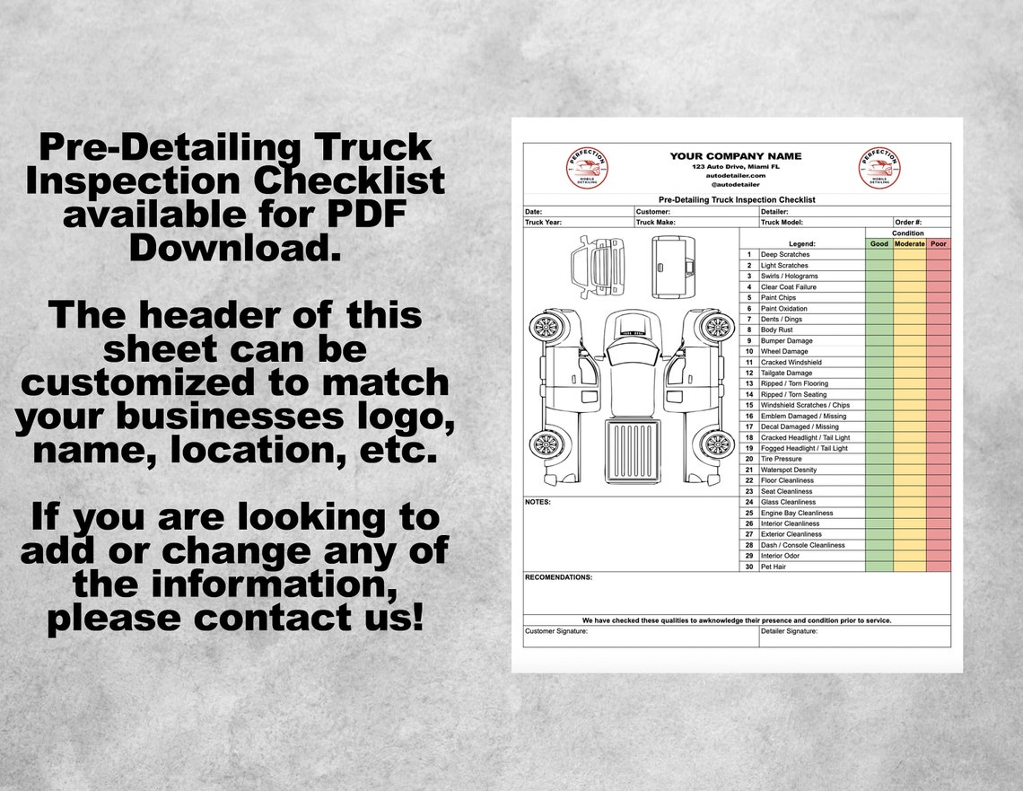 Pre-detailing Truck Inspection Checklist for Auto Detailers ...