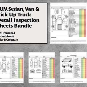 SUV, Sedan, Van and Truck and Pre-Detailing Inspection Checklist for Auto Detailers, Dealerships & Service Departments