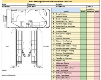 Pre-Inspection Pontoon Boat Detailing Checklist Form
