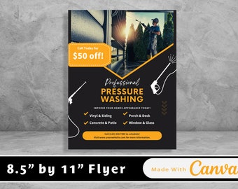 Pressure Washing Flyer Customizable Digital Download Canva Template for Pressure Washer, Home Services