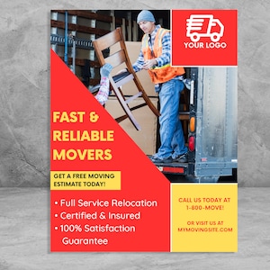 Moving Company Flyer Customizable Digital Download Canva Template for Movers, Moving Trucks, and Home Services