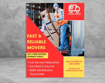 Moving Company Flyer: Customizable Canva Template (Digital Download)