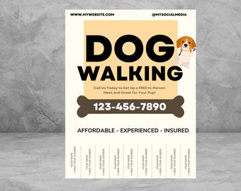 Dog Walking Flyer: Customizable Canva Template (Digital Download)